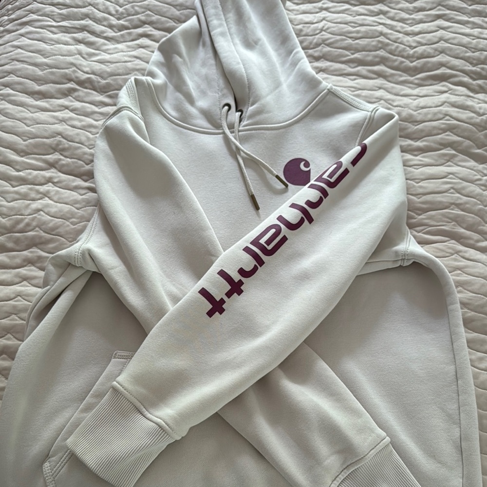 Carhartt Gray Hoodie with Purple Logo